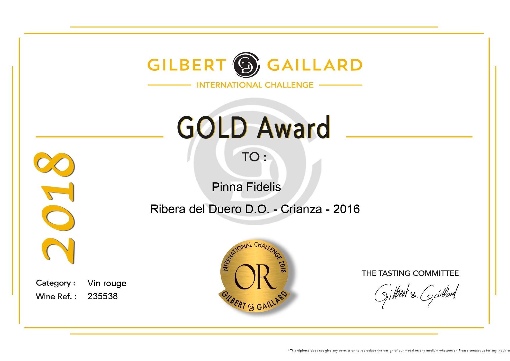 Medalla_oro_Gallard_Crianza_Pinna_Fidelis